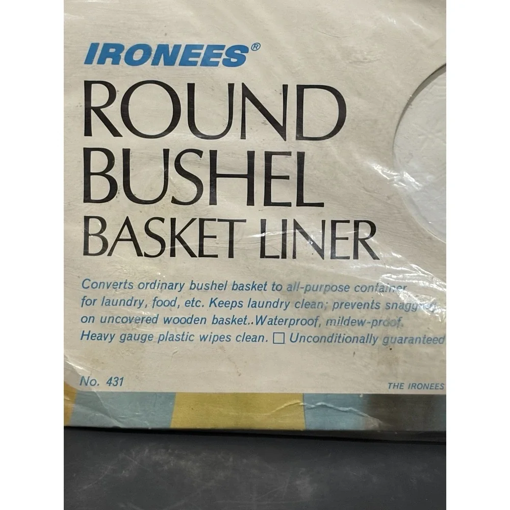 Ironees Round Bushel Laundry Basket Liner White Plastic NOS